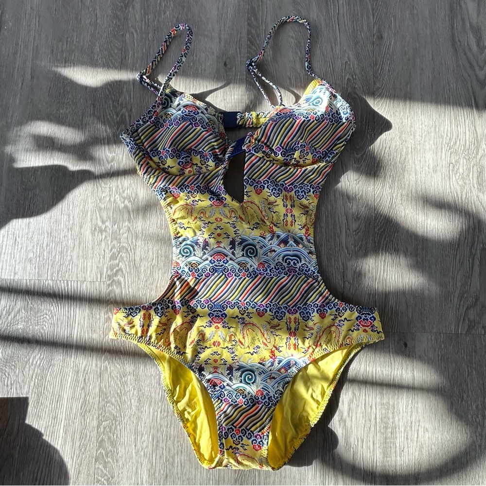 Nanette Lepore Yellow Multicolor One Piece Swimsuit